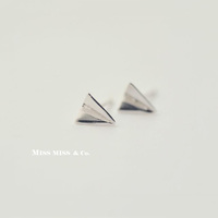 MISS MISS 925银饰随形系列 手工素银纯银简约飞机耳钉防过敏