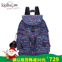 Kipling凯浦林新款双肩包时尚大容量旅行包K13116蓝色火焰印花