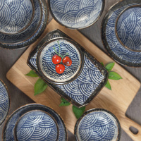 日本进口日式和风海波浪海纹陶瓷餐具饭碗面碗汤碗碟子陶瓷餐盘