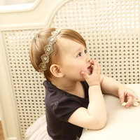 十一童品婴儿发带宝宝头饰金色镂空公主夏天花边发箍头饰0-12个月