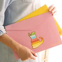 韩国文具 可爱糖果色彩色小鹿动物纸质文件袋/文件夹粘贴