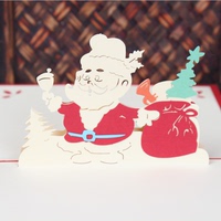 欧美创意商务立体手工圣诞节贺卡 圣诞老人 3D批发定做小卡片纸雕