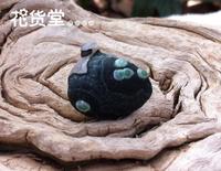 『花货堂』天然戈壁玛瑙原石紫罗兰翠绿眼睛奇石孔雀图案『绿菌』