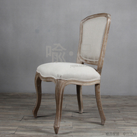 法式乡村餐椅/美式实木做旧扇贝椅/橡木亚麻椅子/餐厅椅子可定制