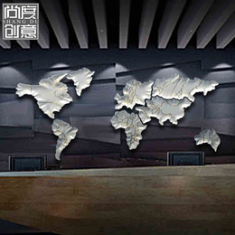 创意陶瓷世界地图立体墙饰 现代家居软装设计酒店客厅墙壁装饰品
