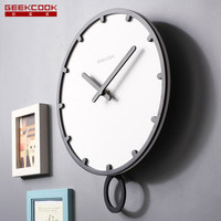 Geekcook 与时挂钟客厅钟表 大号静音圆形挂表 卧室时尚个性壁钟