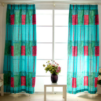 新款抽象花纹素描 蓝绿/白色麻棉布 窗帘热卖款 成品定制 卧室帘