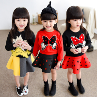 儿童秋冬装2015韩版女童卡通套装长袖两件套裙纯棉小孩衣服潮童装