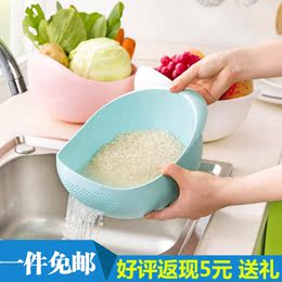创意厨房翻盖沥水篮 加厚淘米器 洗米筛盆 滤水水果盘洗菜篮包邮