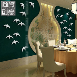 创意陶瓷飞燕壁饰3D立体燕子墙饰 简约现代家居客厅墙壁装饰摆件