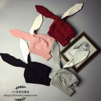 【小C家】欧美时尚ins兔耳朵婴儿针织幼童护耳帽宝宝套头保暖帽子