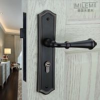 米莱米室内美式仿古黑色执手锁欧式房门把手卧室锁纯铜锁芯