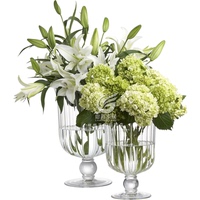 欧式高脚玻璃花瓶防风风灯蜡烛台餐桌插花装饰品透明水培花器特价