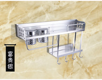 厨房置物架刀架双层厨房挂件太空铝调味架多功能筷子架