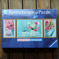 包邮Ravensburger美丽的花朵1000片三联进口风景成人拼图19487