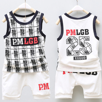 2015韩版新款男童背心短裤套装 夏季儿童套装2-8岁男宝宝两件套