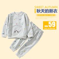 2016儿童春秋新款 宝宝0-1-2-3岁圆领卡通T恤套装长袖+裤子两件套