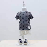 韩国版精品童T恤 2015夏新款儿童T恤星星印花男童T恤 女童短袖T恤