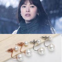 韩国电视剧 那年冬天风在吹宋慧乔同款 珍珠耳钉女后挂式两用耳环