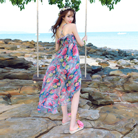 2016波西米亚泰国度假女连衣裙印花吊带裙气质沙滩裙海边大摆长裙