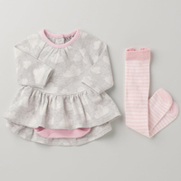 【现货】英国NEXT正品代购 2015秋女宝宝婴儿云朵连衣裙+袜裤套装