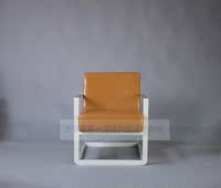 现代简约经典皮质单人沙发不锈钢休闲沙发椅loft款
