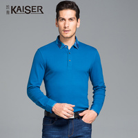 Kaiser/凯撒男装秋季新品POLO衫中青年男士纯色修身长袖商务T恤