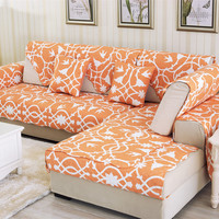 冬季订做沙发垫布艺简约现代双面通用四季橙色沙发巾田园欧式坐垫