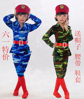 少儿军装套装幼儿园表演服装儿童迷彩裙军服小兵演出服女兵舞蹈服