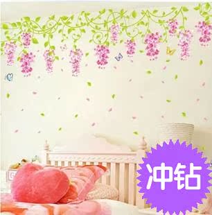 PVC自粘墙贴花卉组合地脚线墙贴创意墙贴卧室墙壁纸