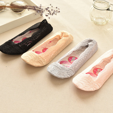 夏季必备 出口日本超薄蕾丝船袜 防滑垫隐形袜 浅口袜子 5色