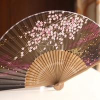 【珍藏和服扇】 日式折扇日本和风扇子 真丝 渐变色闪粉绝美樱花