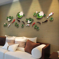 墙饰墙贴创意家居中式电视沙发背景墙装饰品挂件餐厅3d立体鱼壁挂