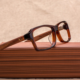 正品佐川藤井近视眼镜框 复古木质全框板材窄框方形眼镜架7484D