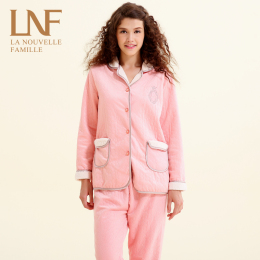 新世家族2016秋冬季保暖睡衣女粉色超柔复合绒长袖长裤家居服套装