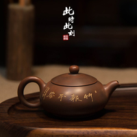 此时此刻广西钦州坭兴陶茶壶写意竹节壶纯手工雕刻小品泡茶器茶具