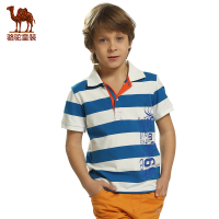 骆驼童装 2015春夏新款儿童T恤男女童短袖翻领T恤儿童条纹POLO衫