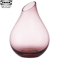 宜家IKEA 桑里克花瓶玻璃淡粉色透明瓶客厅摆件人工吹制花器瓶子