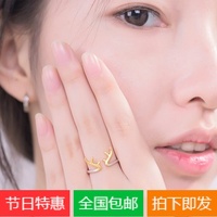 韩版 设计师原创纯银S925 开口麋鹿头戒指 镀18k金 分色鹿角戒指