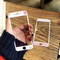樱花粉色全屏3D纳米iPhone6plus钢化玻璃招桃花苹果7手机膜6s贴膜