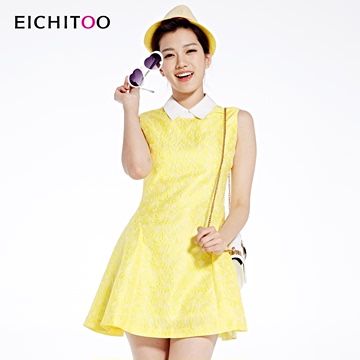爱居兔2015夏季新品女装时尚甜美无袖连衣裙EQLWJ2F042A
