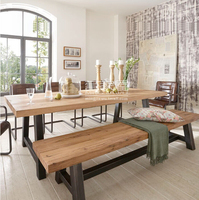 美式LOFT铁艺餐桌椅组合复古做旧实木餐厅酒吧桌办公桌洽谈会议桌