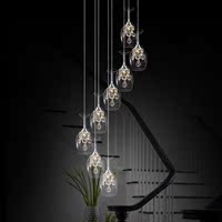 客厅LED水晶吊灯餐厅灯欧式创意个性奢华ktv吊灯吧台灯复式楼梯灯