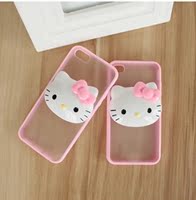 可爱粉色hello kitty 苹果5 iphone5S 硅胶透明磨砂手机壳保护壳