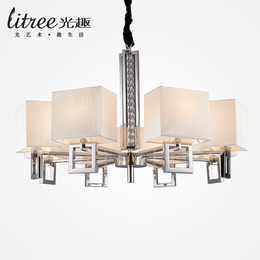 新款现代水晶吊灯 LED客厅灯 简约时尚餐厅卧室灯 镜面不锈钢灯具