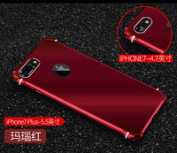 苹果7手机壳红色iphone7plus金属边框防摔保护套炫彩背板潮女个性