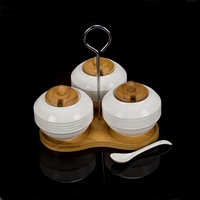 创意厨房用品欧式陶瓷调味罐骨瓷盐罐调味调料盒罐套三调味瓶