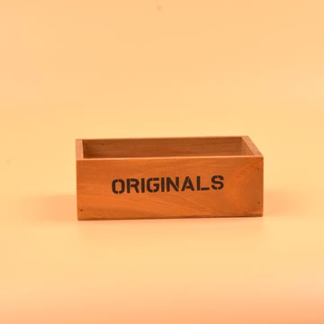 松木实木桌面收纳盒子 复古做旧美式风格 多肉花盆干花首饰盒