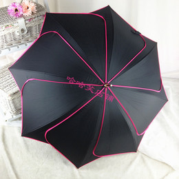 创意黑胶花瓣型雨伞防晒防紫外线遮阳伞直杆弯柄铅笔伞晴雨两用