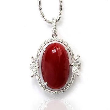 红珊丽人珠宝有机宝石红色深海域精美吊坠P02919-18885